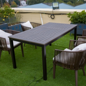 塑木桌板铝合金框架alu plastic wood table