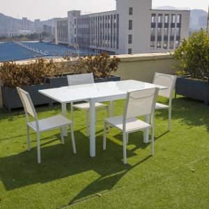 铝铁玻璃抽拉桌  Steel&Alu glass extendable table