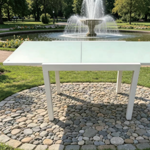 铝铁玻璃抽拉桌  Steel&Alu glass extendable 