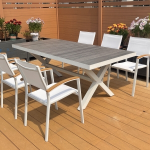 铝制瓷砖X脚长方桌 Alu ceramic table